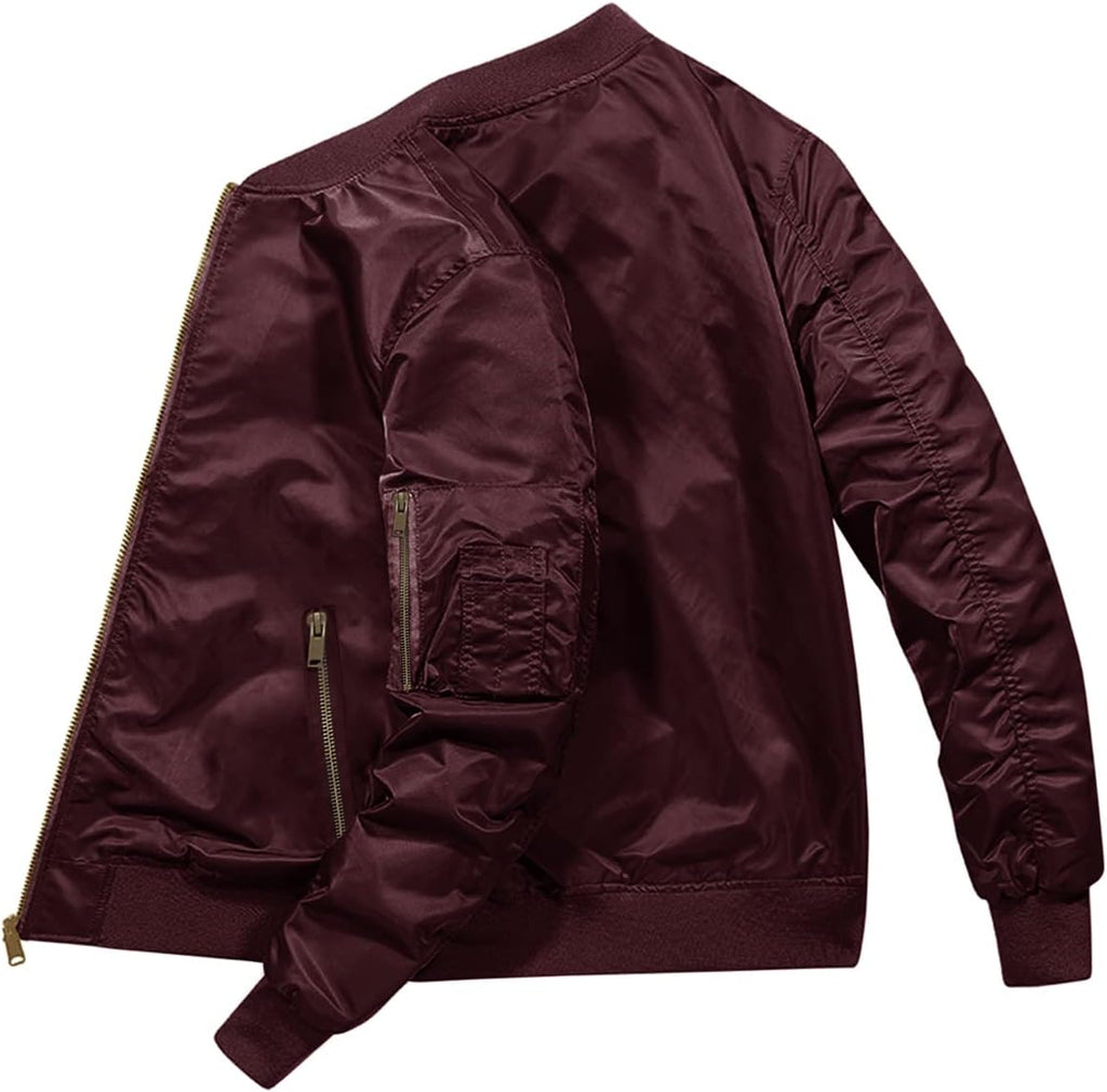 Men'S Lightweight Jacket Winter Warm up Jacket Thick Full Zip Jacket Coat Bomber Varsity Jacket Windbreaker