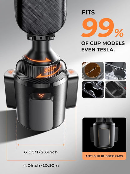 Cup Phone Holder [No Shaking] Phone Holder for Car, 360 Adjustable Iphone Holder for Car Accessories for Women Truck Jeep Golf for Iphone 17 Pro Max 16 15 14 13 Samsung S25 All 4-7'' Phone