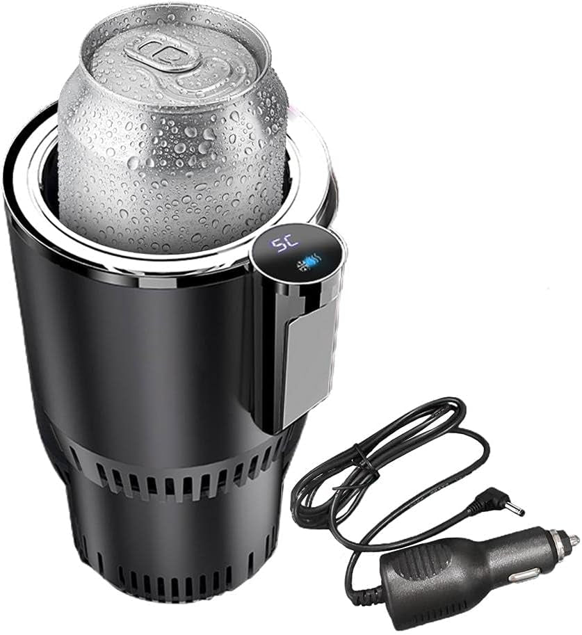 2-In-1 Car Cup Warmer Cooler, Smart Car Cup Mug Holder Auto Car Cooling and Heating Cup Holder Car Tumbler Holder Practical Car Refrigerator Cooler Insulation Drink Cooler Cup (Black)