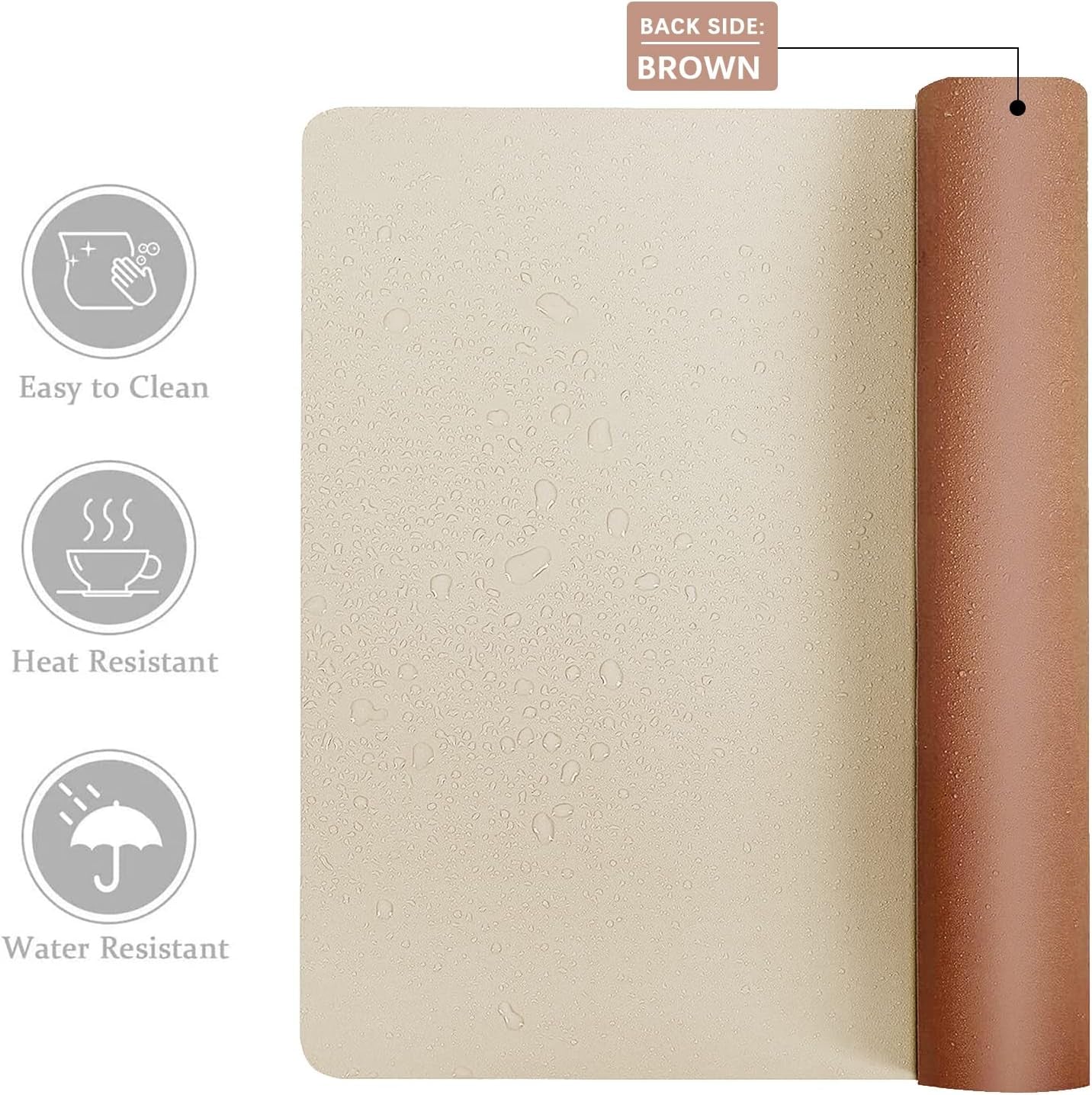 Double-Sided PU Leather Desk Pad - Non-Slip Large Mouse Pad & Desk Mat for Office, Home - Waterproof, Easy to Clean, Durable Dual-Sided Surface (31.5" X 15.7", Beige)